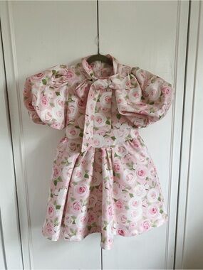 Pink Floral Puff-Sleeve Dress Mama Luma